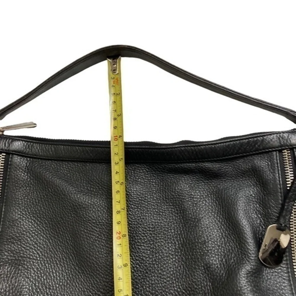 Furla black soft pebbled leather hobo bag